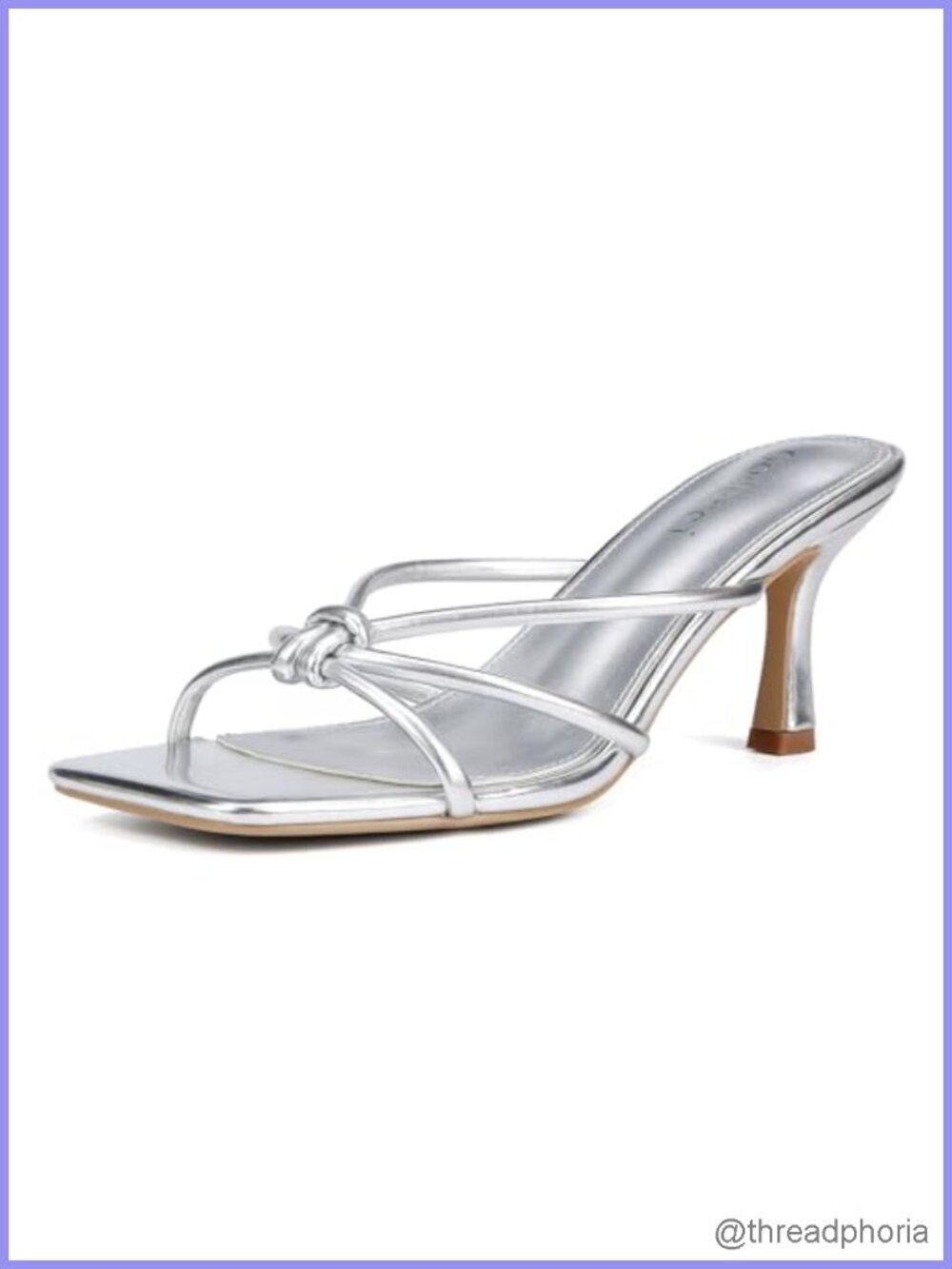 Kitten Strappy Heels for Women, Square Open Toe Slip On Mule Heels